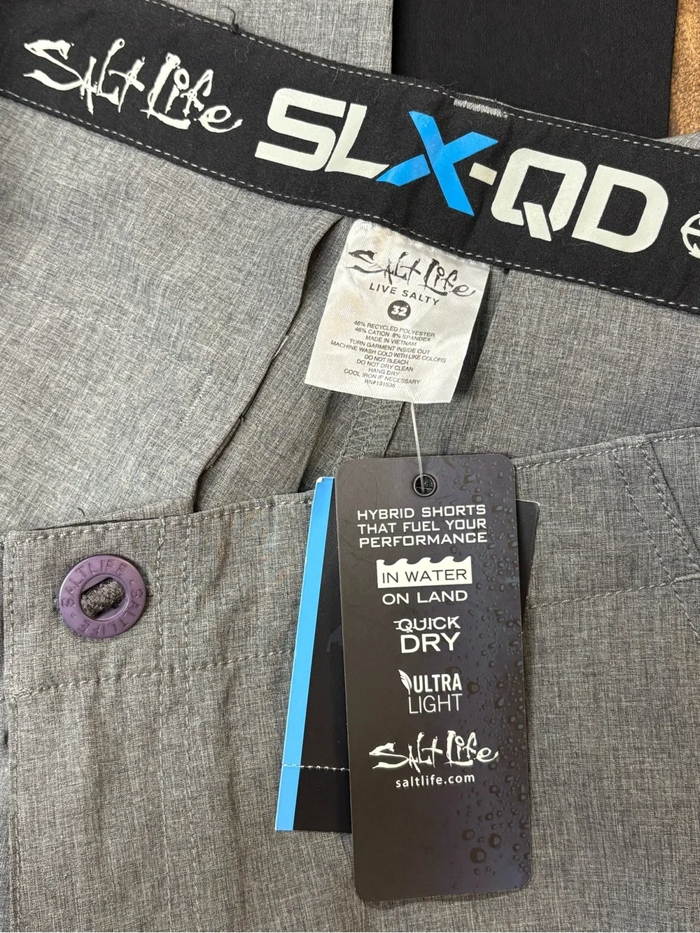 Coastal Salt Life Men’s Transition Hybrid Shorts Gray Size 32 10” Inseam NWT